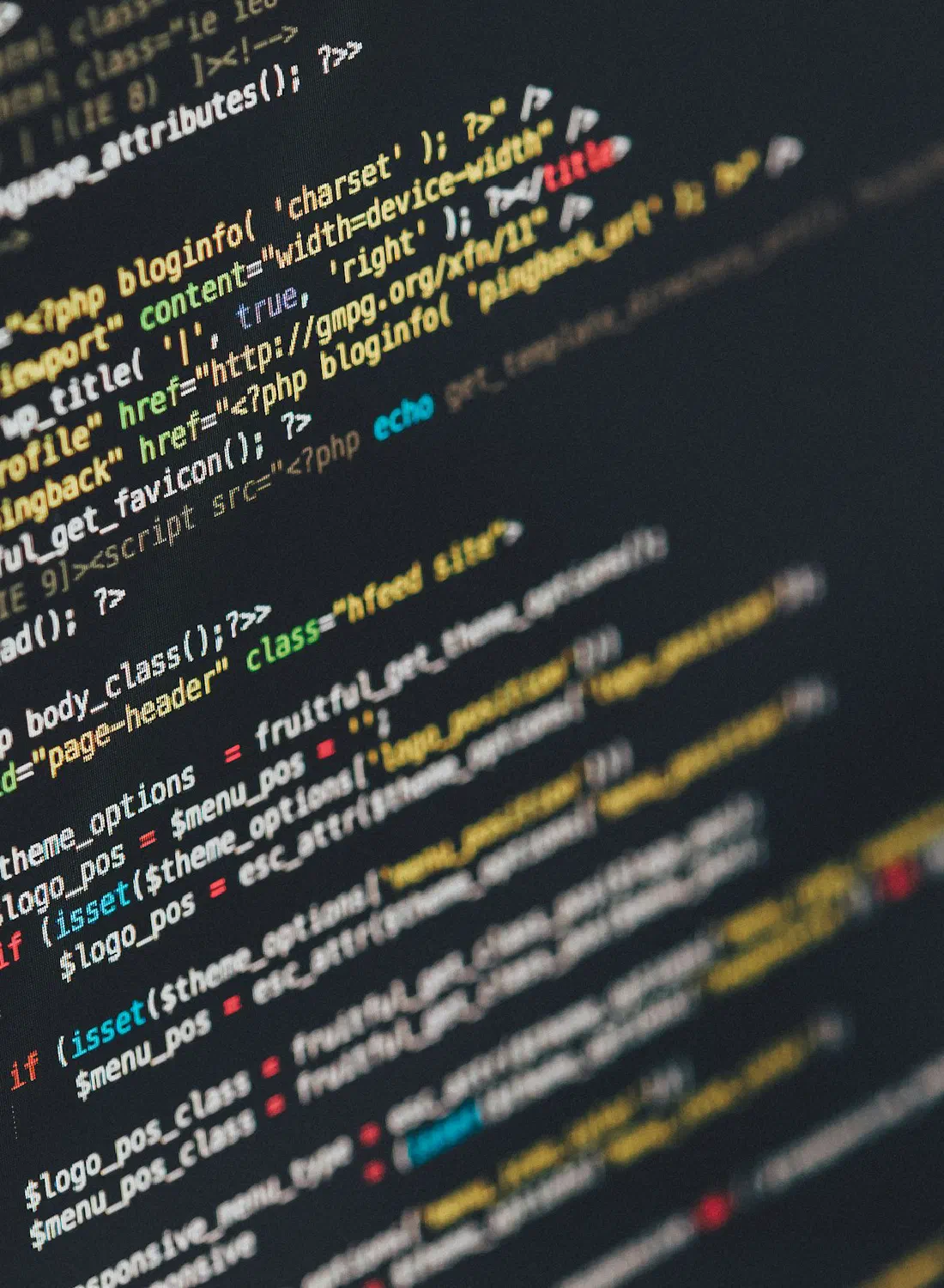 Source code on a screen — one of three very different ways to get a website